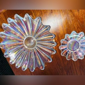 Vintage Federal Glass Co. Celestial Iridescent Petal Bowls - TWO included